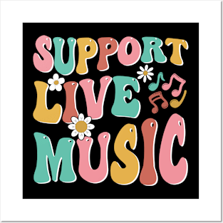 Music Lover Retro Groovy Support Live Music Posters and Art